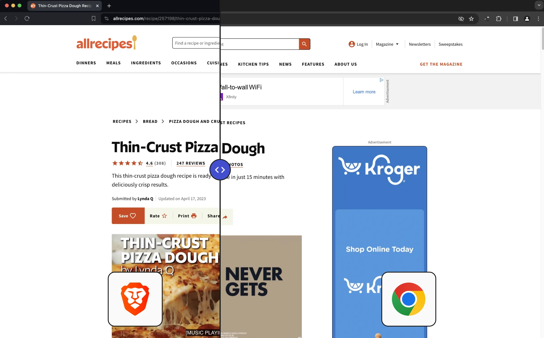 Brave Shields settings panel showing tracker and ad blocking controls